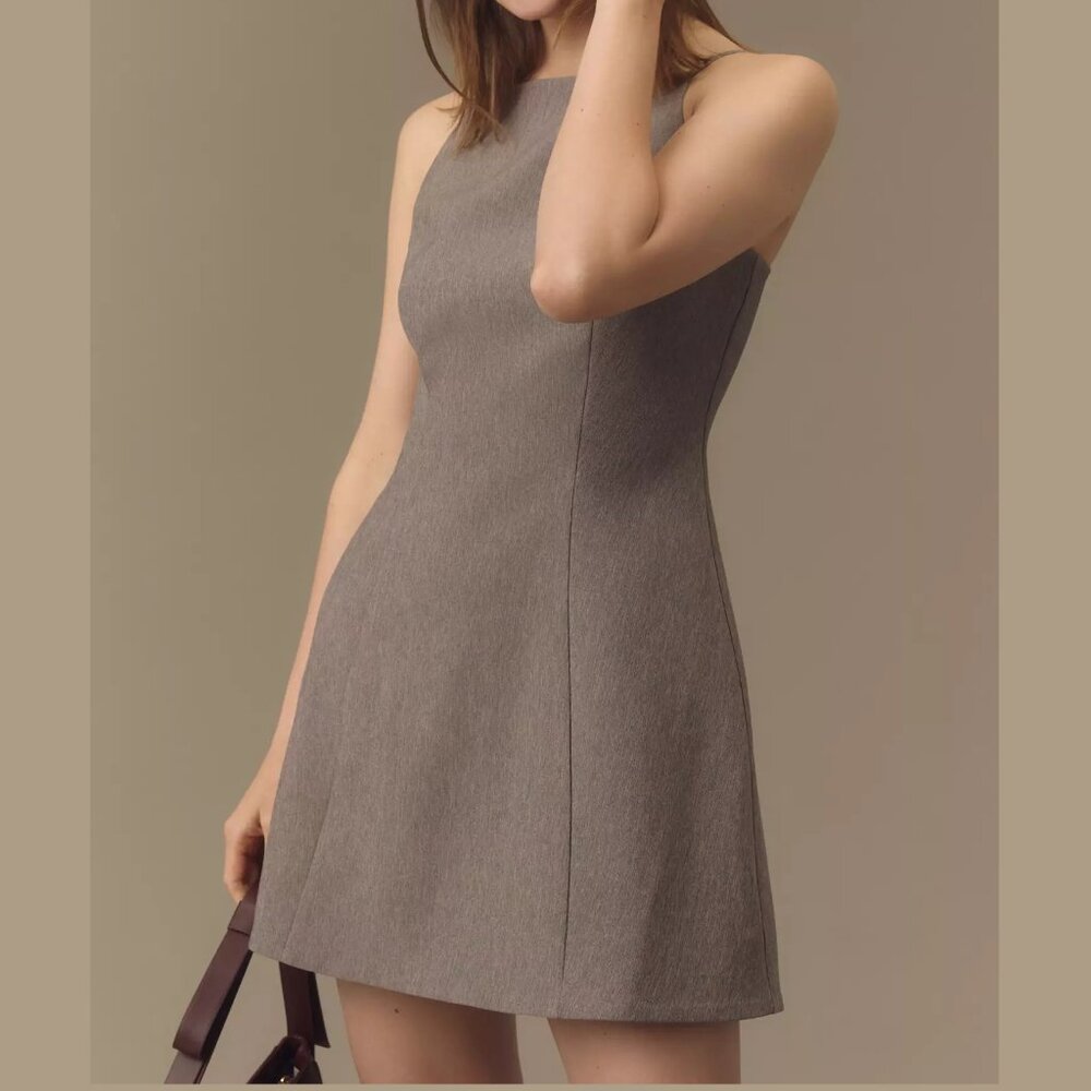 Anthropologie Mare Mare Square-Neck Shift Mini Dress Grey Large